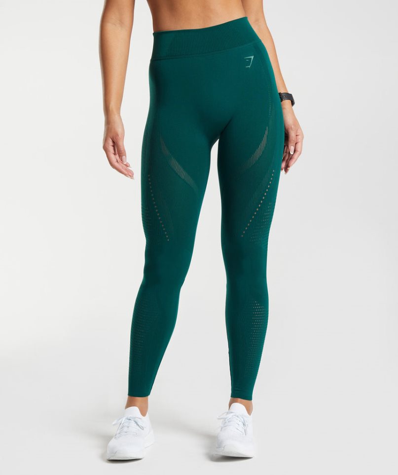 Legginsy Gymshark Warp Knit Damskie Zielone | PL 931VZX